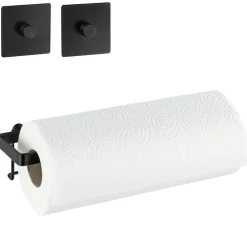 Porte essuie-tout Gala, en acier, à fixer sans percer - Noir