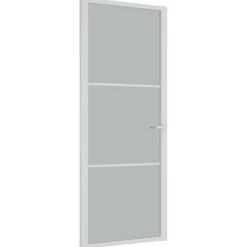 Porte interieure 83x201,5 cm Blanc Verre mat et aluminium