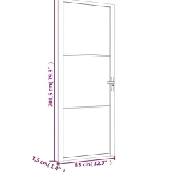 Porte interieure 83x201,5 cm Blanc Verre mat et aluminium