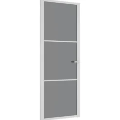 Porte interieure 76x201,5 cm Blanc Verre ESG et aluminium