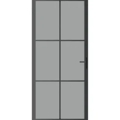 Porte interieure 93x201,5 cm Noir Verre ESG et aluminium