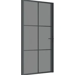 Porte interieure 102,5x201,5 cm Noir Verre ESG et aluminium