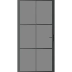 Porte interieure 102,5x201,5 cm Noir Verre ESG et aluminium