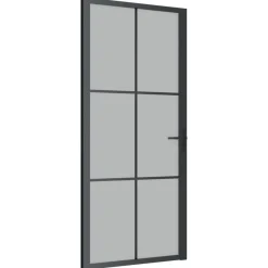 Porte interieure 93x201,5 cm Noir Verre mat et aluminium