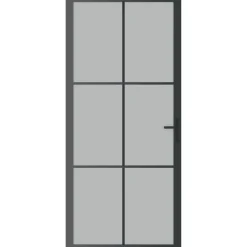 Porte interieure 93x201,5 cm Noir Verre mat et aluminium