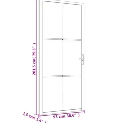 Porte interieure 93x201,5 cm Noir Verre mat et aluminium