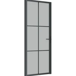 Porte interieure 83x201,5 cm Noir Verre mat et aluminium