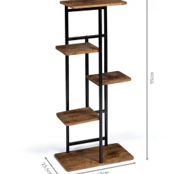 Porte plantes 4 étagères style industriell bois et métal H95 cm CHARLIZE