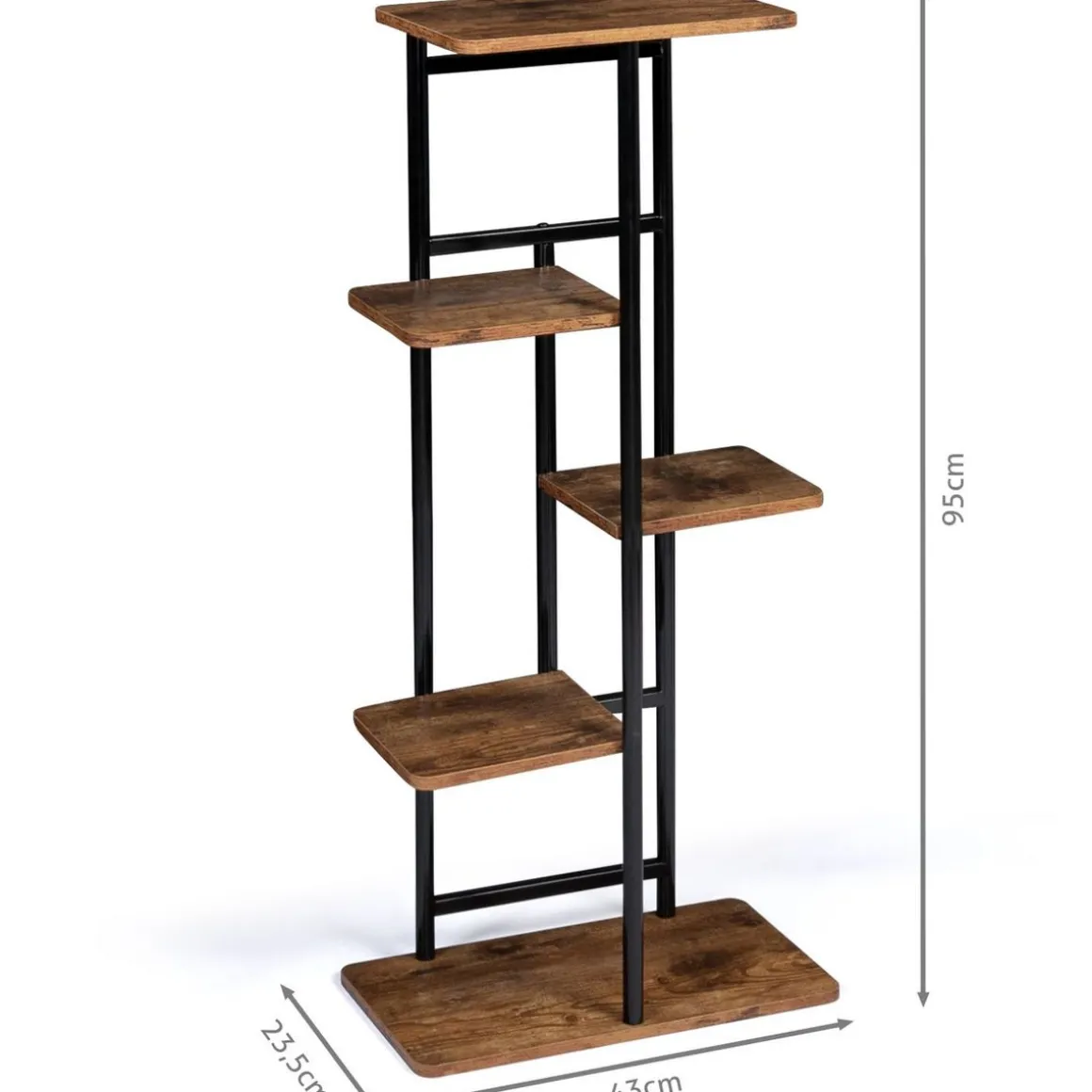 Porte plantes 4 étagères style industriell bois et métal H95 cm CHARLIZE