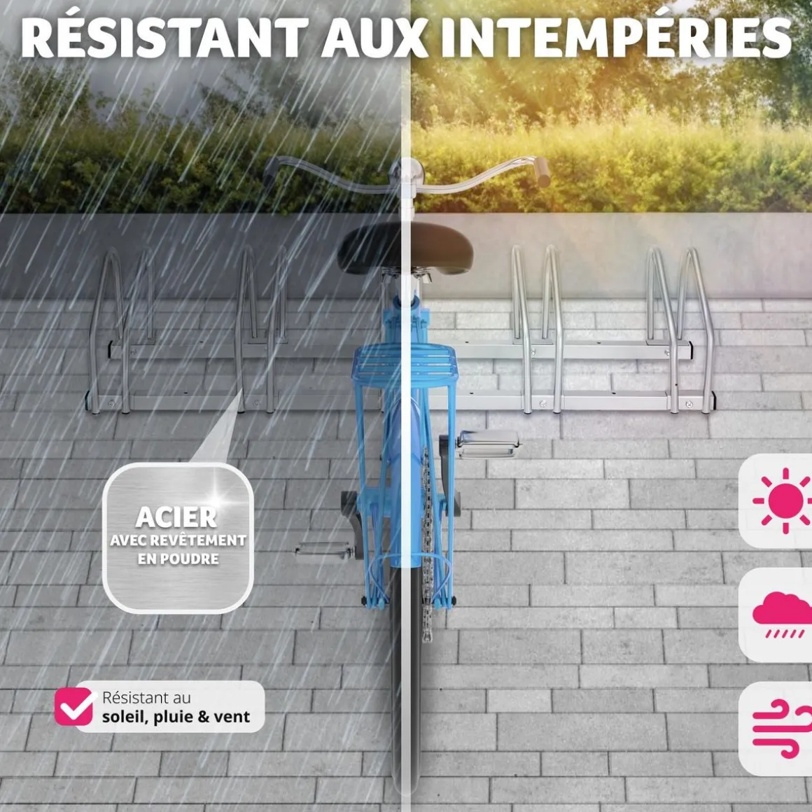 Porte Vélo, Support Vélo, Range Vélo au Sol, Mural en Acier