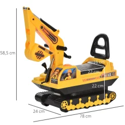 Porteur enfant tractopelle 12-36 mois coffre klaxon fonction pivotante jaune