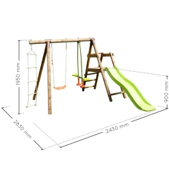 Portique balançoire avec toboggan - Bois - H1.95m - MURIER