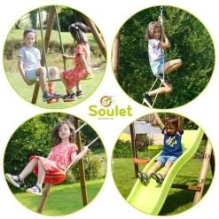 Portique balançoire avec toboggan - Bois - H1.95m - MURIER