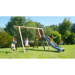 Portique balançoire avec toboggan - Bois - H2,24 m - FLEUR