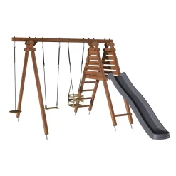Portique balançoire avec toboggan - Bois - H2,24 m - FLEUR