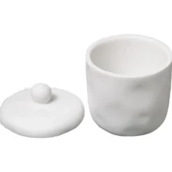 Pot à Coton Design Indonésie 12cm Blanc