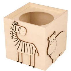 Pot à crayon en bois animaux de la savane