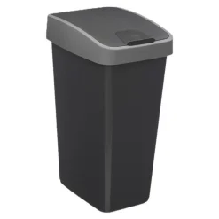 Poubelle de Cuisine 2 Ouvertures 25L Gris & Noir