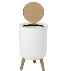 Poubelle 7l blanc/bois - bat-979699-002