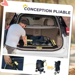 Poussette buggy pliable chien chat - porte-gobelet, panier rangement intégré - acier oxford bleu marine