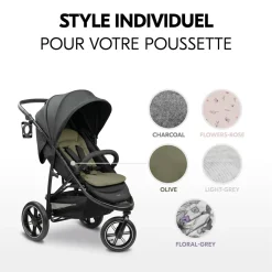 Poussette citadine Rapid 4 Noir + sur-assise pour poussette Pushchair Seat Liner Vert