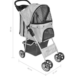 Poussette pliable pour chiens/chats Gris