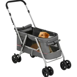 Poussette pour chien pliante Gris 100x49x96 cm Tissu de lin