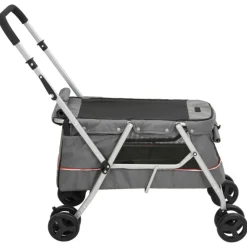 Poussette pour chien pliante Gris 100x49x96 cm Tissu de lin