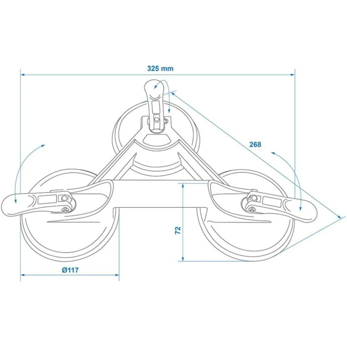 ProPlus Appareil de levage a vide avec 3 ventouses Aluminium