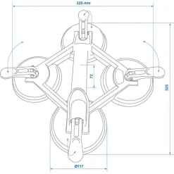 ProPlus Appareil de levage a vide avec 4 ventouses Aluminium Argente