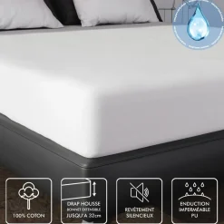 Protege matelas coton MOLLETON imperméable, par Soleil d'ocre