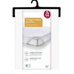 Protège matelas absorbant en flanelle de coton