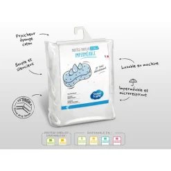 Protège matelas bouclette éponge coton imperméable et absorbant - Forme drap housse QUALITE PLUS
