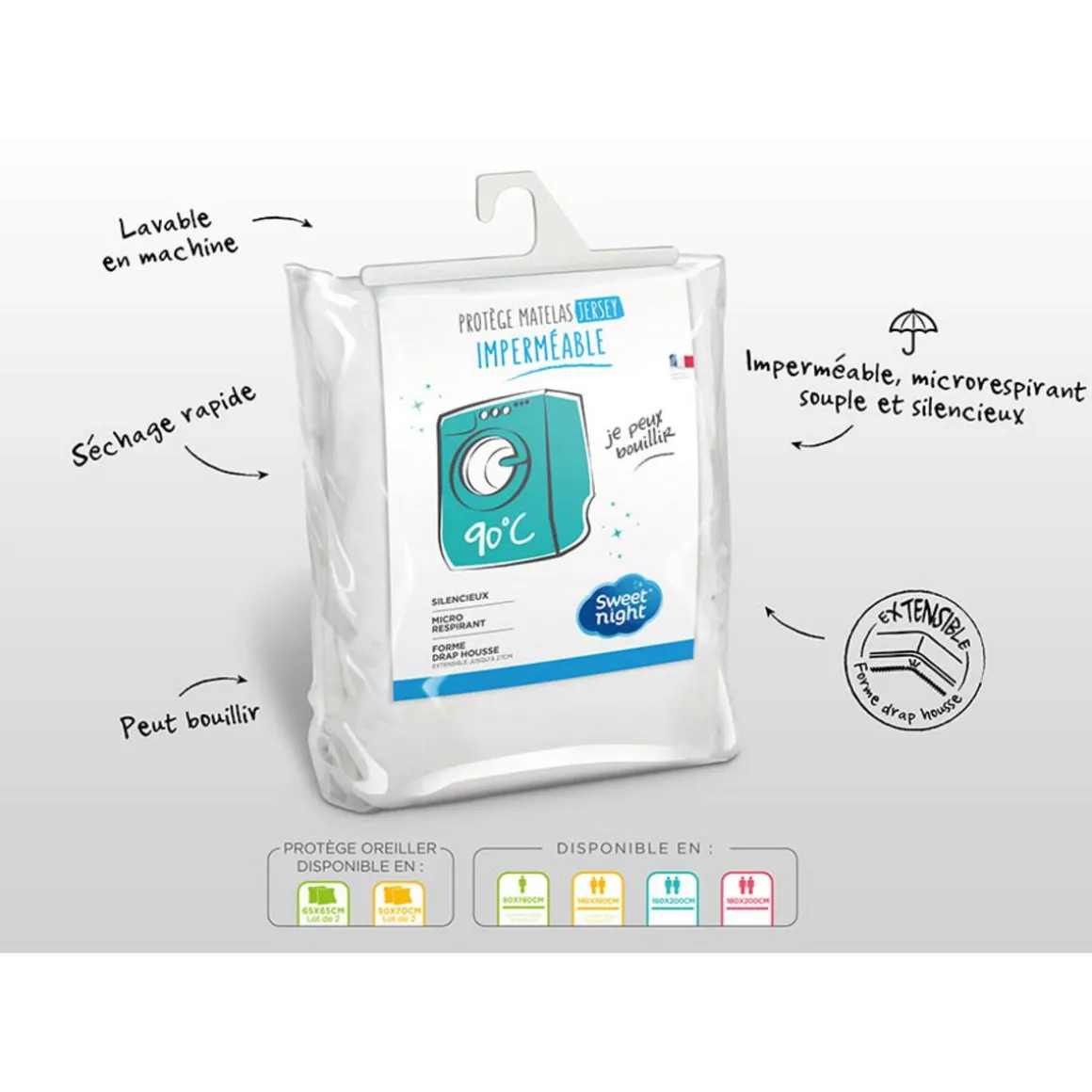 Protège matelas imperméable lavable à 90°c QUALITE PLUS