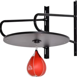 Punching ball poire de vitesse boxe avec support plateau tournant + pompe MDF acier revêtement synthétique rouge noir