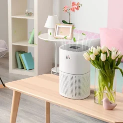 Purificateur d'air 50 W 4 vitesses mode silencieux - filtre HEPA, charbon actif - jusqu'à 24 m² - débit d'air pur 225 m³/h - timer - ABS blanc gris