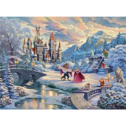 Puzzle 1000 pièces Disney : La Belle et la Bête en hiver