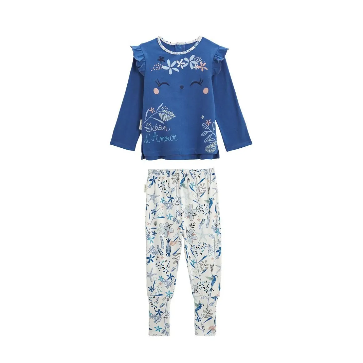 Pyjama bébé 2 pièces à pieds retroussables Océan d'amour