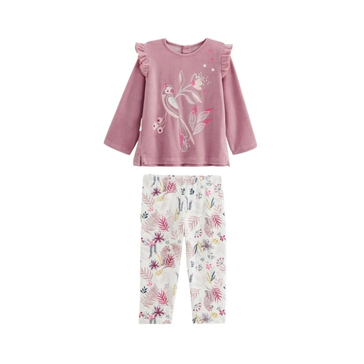 Pyjama bébé 2 pièces en velours rose Louisa