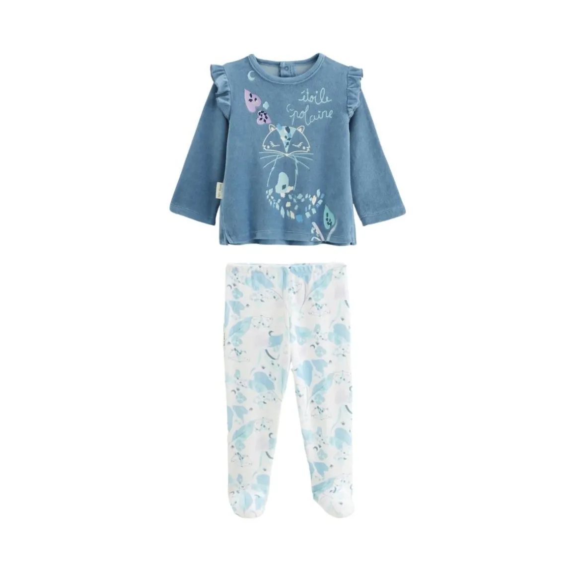 Pyjama bébé 2 pièces en velours avec pieds Polarmoon