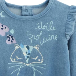 Pyjama bébé 2 pièces en velours avec pieds Polarmoon