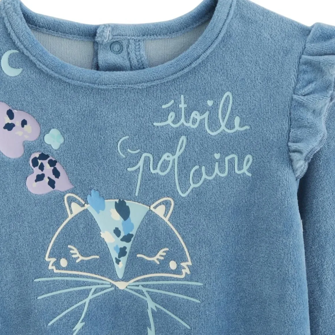 Pyjama bébé 2 pièces en velours avec pieds Polarmoon