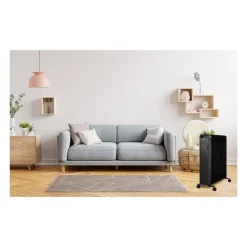 Radiateur electrique bain dhuile 2000W OCEANIC - 3 puissances - Thermostat electronique - Telecommande - Mobile - Noir