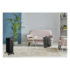 Radiateur electrique bain dhuile 1500W OCEANIC - 3 puissances - Thermostat electronique - Telecommande - Mobile - Noir