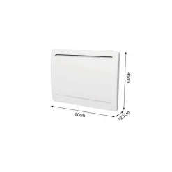 Radiateur électrique fixe a inertie seche céramique 1000W OCEANIC Rubis - Design galbé - Blanc - NF