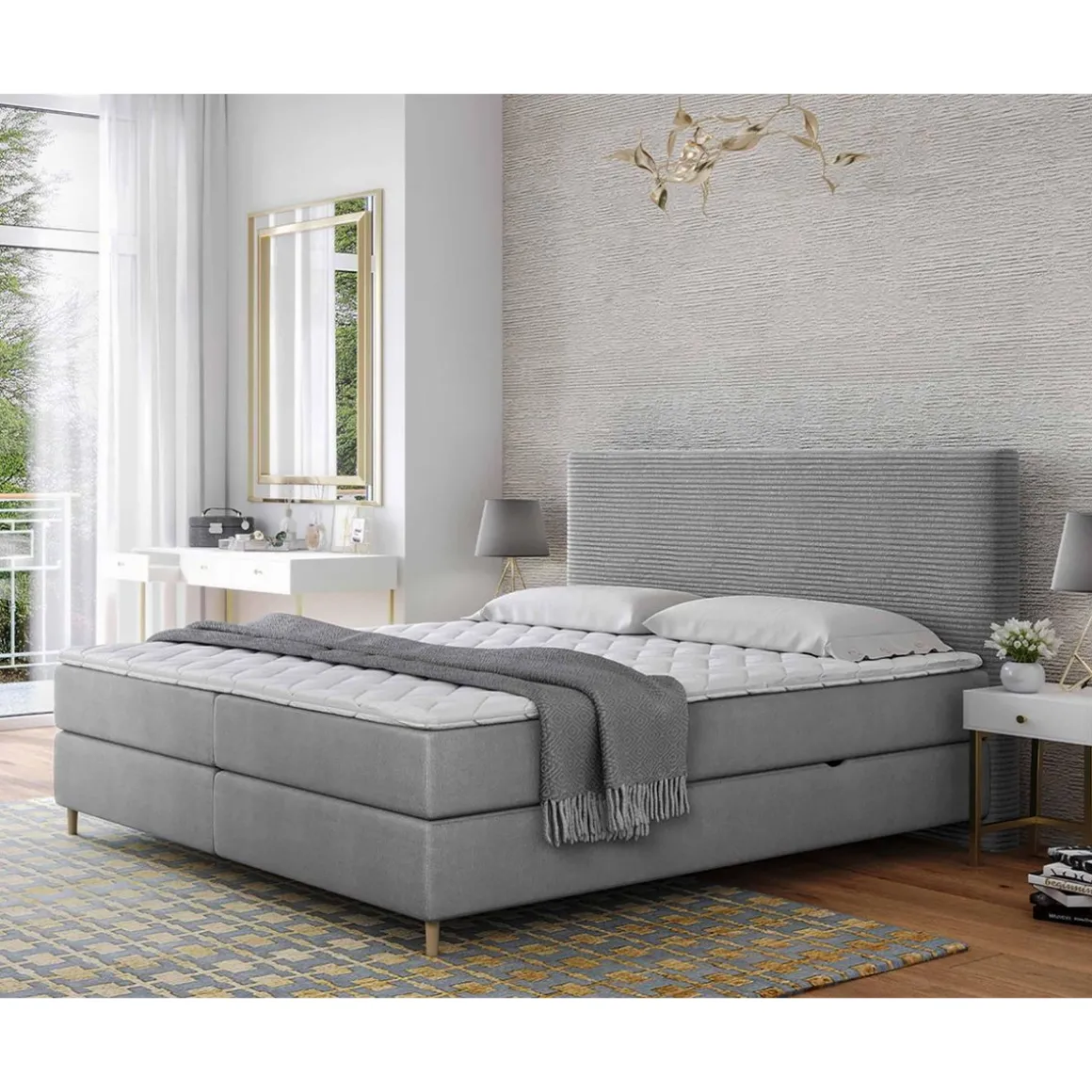 Rafaela - lit boxspring - 160x200 - coffres et surmatelas inclus - en velours