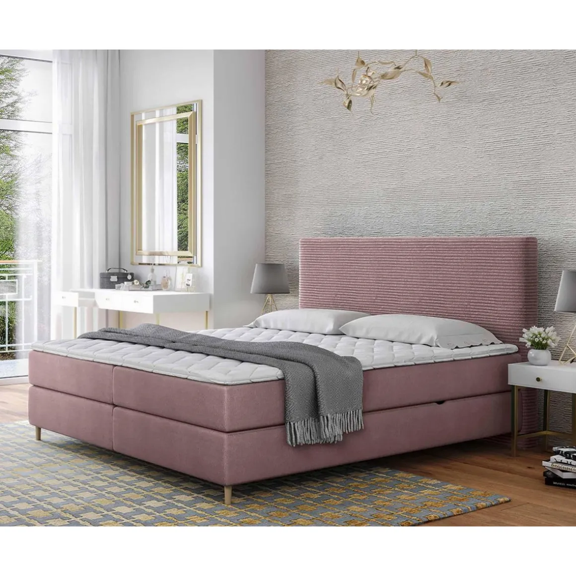 Rafaela - lit boxspring - 160x200 - coffres et surmatelas inclus - en velours