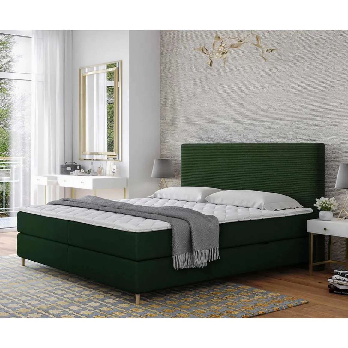 Rafaela - lit boxspring - 160x200 - coffres et surmatelas inclus - en velours