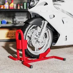 Rail de support universel pour moto - support béquille moto - bloque roue 17 à 21 pouces métal époxy