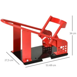 Rail de support universel pour moto - support béquille moto - bloque roue 8-15,5 cm - métal thermolaqué rouge noir